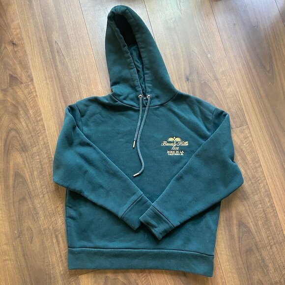 Zara Forest Green Embroidered Beverly Hills Hoodie - Size S - Picture 3 of 5